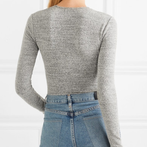 Madewell Wrap-effect Mélange Stretch Cotton-blend Bodysuit - Picture 5 of 5